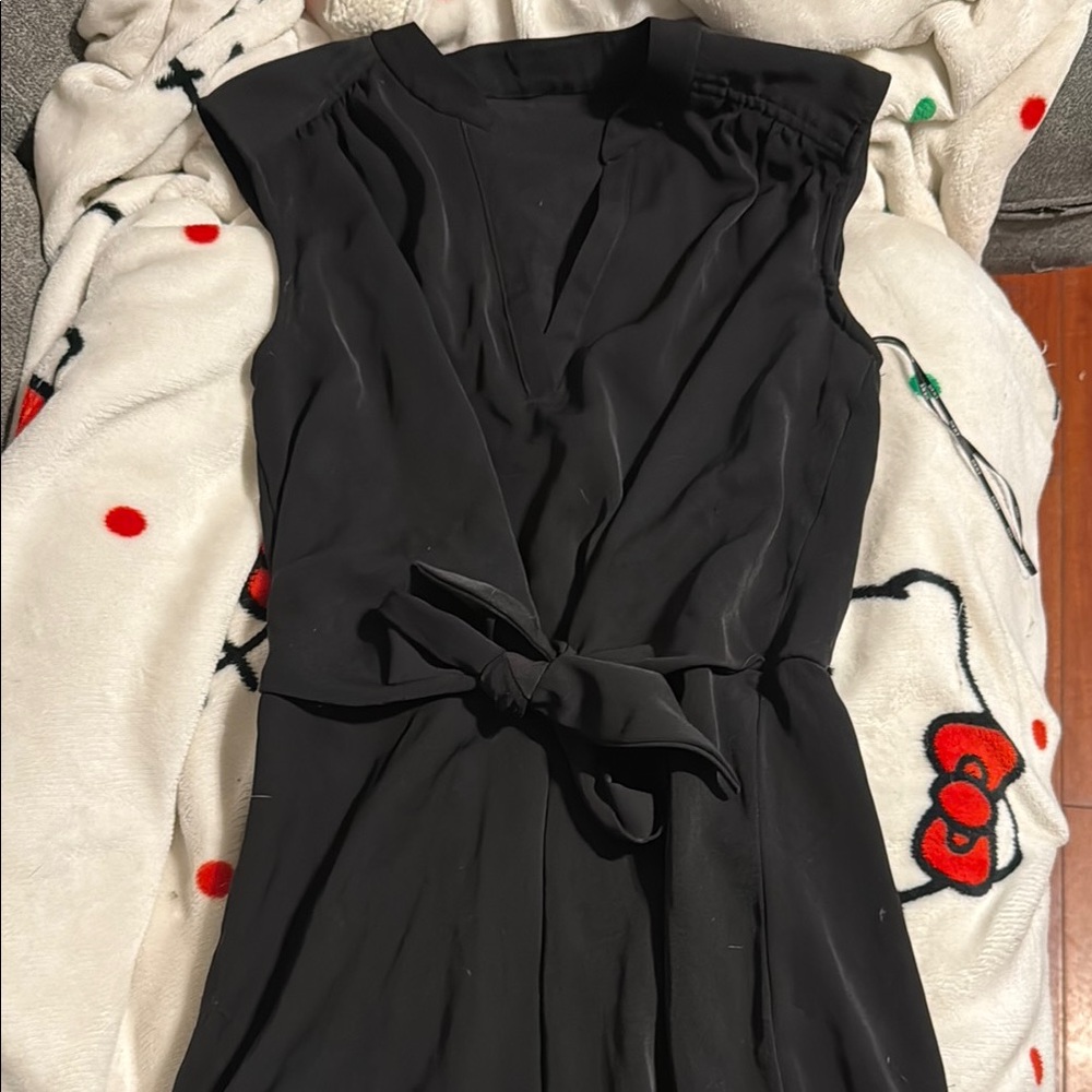 DKNY Black Sheath Midi Dress V-Neck Cocktail